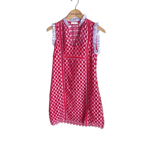Sandro Anaele Day Red Lace Dress - Picture 2 of 16